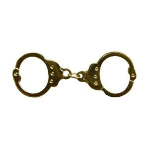 Swinging Gold Handcuffs Enamel Pin Funny Punk Alt Goth Novelty Crime Apparel NWT